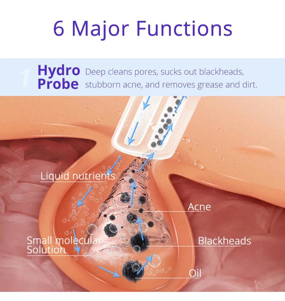 6 in 1 Hydro Moisturizing Deep Cleaning Hydrodermabrasion Facial Accessoires Multifunctional Beauty Equipment